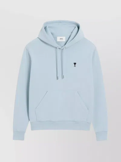 AMI ALEXANDRE MATTIUSSI HOODED COTTON PULLOVER KANGAROO POCKET