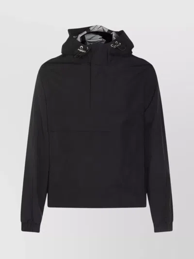 Ami Alexandre Mattiussi Hooded Drawstring Jacket Front Pocket In Black