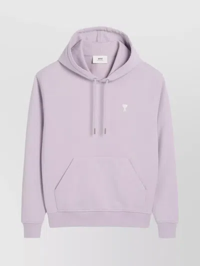 Ami Alexandre Mattiussi Hooded Kangaroo Pocket Sweater In Purple