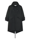 Ami Alexandre Mattiussi Long Grey Polyamide Jacket With Adjustable Hood And Flap Pockets In Gray