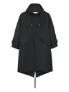 Ami Alexandre Mattiussi Long Grey Polyamide Jacket With Adjustable Hood And Flap Pockets In Black