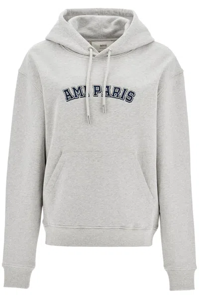 Ami Alexandre Mattiussi Ami Paris Cotton Hoodie In Heather Ash Grey