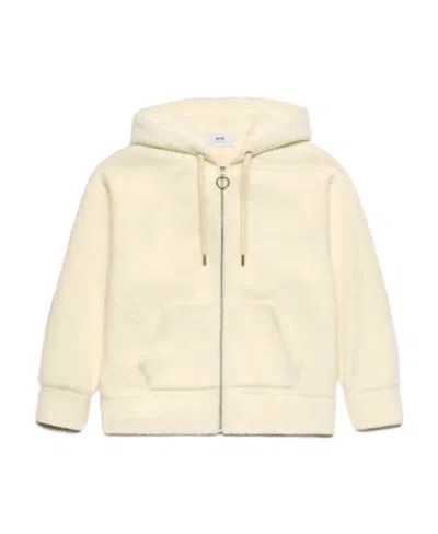 Ami Alexandre Mattiussi Hooded Zipper Sweater In Nude