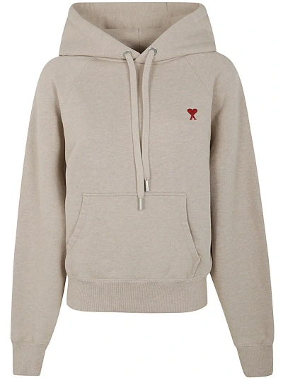 Ami Alexandre Mattiussi Hoodie Ami De Coeur In Heather Light Beige