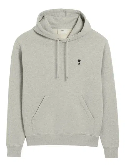 Ami Alexandre Mattiussi Hoodie Ami Paris De Coeur Contraste In Gray