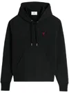 Ami Alexandre Mattiussi Hoodie Sweatshirt With Red Ami De Coeur Patch In Black