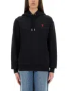 Ami Alexandre Mattiussi Ami Paris Ami De Coeur Navy Blue Hoodie In Black