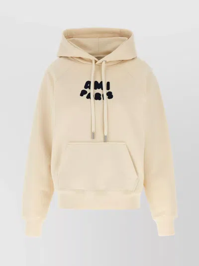 Ami Alexandre Mattiussi Hoodie With Drawstring Hood And Kangaroo Pocket In Yellow