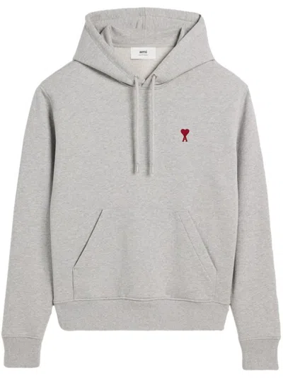 Ami Alexandre Mattiussi Hoodie With Embroidered Heart Logo In Gray