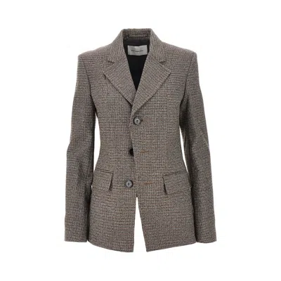 Ami Alexandre Mattiussi Houndstooth Single-breasted Jacket In Brown