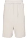 Ami Alexandre Mattiussi Ami Paris Cotton Crepe Bermuda Shorts In Neutral