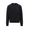 Ami Alexandre Mattiussi Ami Paris Ami De Coeur Wool Crewneck Sweater In Black