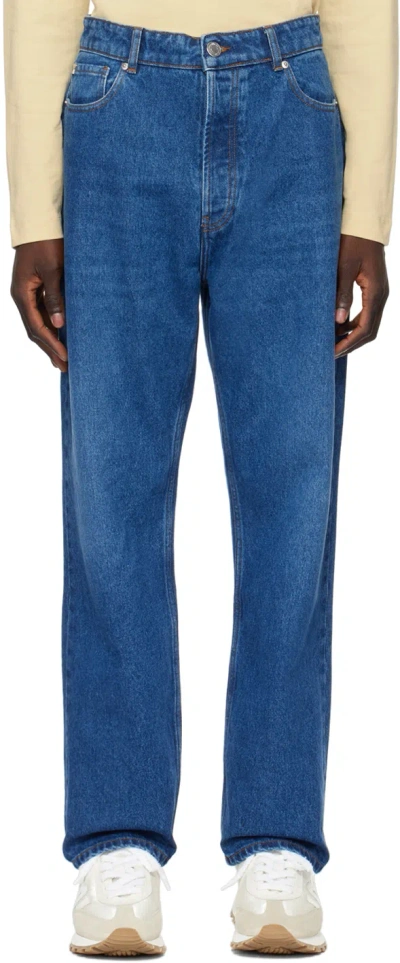 Ami Alexandre Mattiussi Indigo Loose-fit Jeans In Used Blue/480