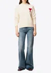 Ami Alexandre Mattiussi Relaxed-fit Wool Sweater With Heart Motif In White