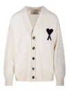 Ami Alexandre Mattiussi Ami V Neck Felted Merino Adc Cardigan In White