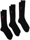 Ami Alexandre Mattiussi Set Of 3 Cotton-blend Socks In 001 Black