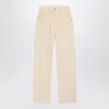 Ami Alexandre Mattiussi Logo Patch Corduroy Pants In Neutral