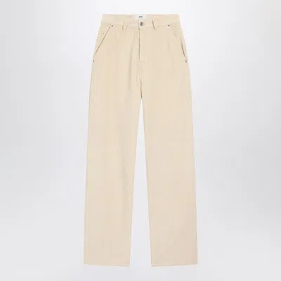 AMI ALEXANDRE MATTIUSSI IVORY CORDUROY TROUSERS