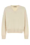 Ami Alexandre Mattiussi Embroidered Wool And Cashmere-blend Sweater In Neutral