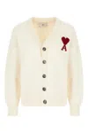 Ami Alexandre Mattiussi Ivory Wool Cardigan In Brown