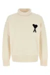 Ami Alexandre Mattiussi Ivory Wool Sweater In Neutral
