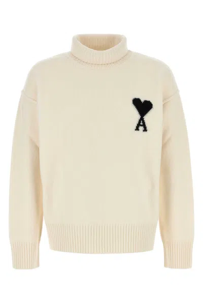 Ami Alexandre Mattiussi Ivory Wool Sweater In White