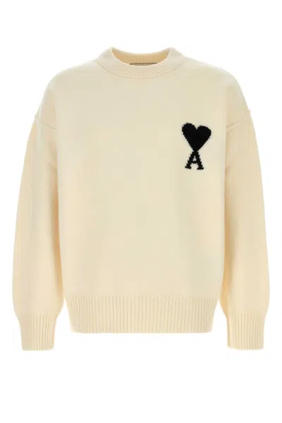 Ami Alexandre Mattiussi Ivory Wool Sweater In Multi