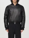 Ami Alexandre Mattiussi Logo-lettering Leather Bomber Jacket In Schwarz