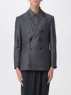 Ami Alexandre Mattiussi Grey Double-breasted Jacket With Peak Revers In Wool Man In Gray