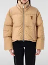 Ami Alexandre Mattiussi Ami De Caur Technical Canvas Down Jacket In Sand