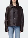 Ami Alexandre Mattiussi Leather Jacket With Chest Patch Pocket In Violett