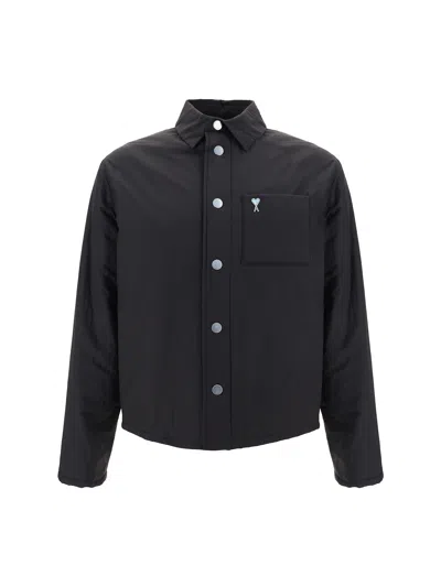Ami Alexandre Mattiussi Ami Ami De Coeur Padded Overshirt In Black