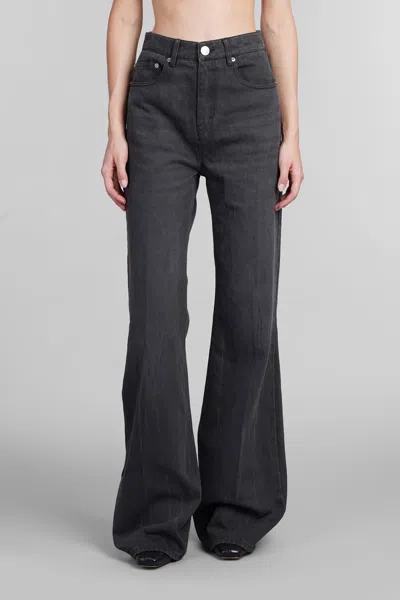 Ami Alexandre Mattiussi High Rise Wide Cotton Jeans In Black
