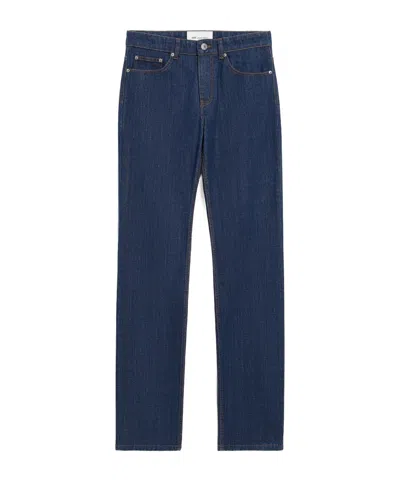 Ami Alexandre Mattiussi Ami Logo Patch Straight-leg Jeans In Blue