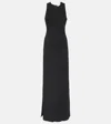 Ami Alexandre Mattiussi Ami Paris Maxi Crepe Dress With Bias Cuts In Black