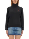 Ami Alexandre Mattiussi Ami Paris Jersey With Ami De Couer Embroidery In Black