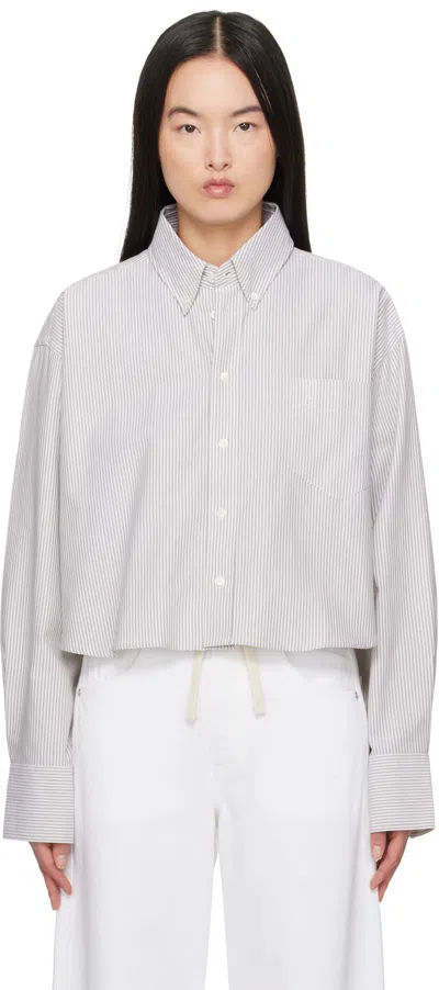 Ami Alexandre Mattiussi Khaki & Off-white Cotton Cropped Oversized Shirt In Loden/white Cream
