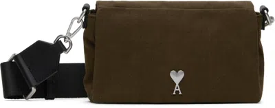 Ami Alexandre Mattiussi Khaki Canvas Ami De Coeur Lunch Box Bag In Black Olive