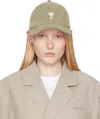 Ami Alexandre Mattiussi Khaki Cotton Ami De Coeur Embroidery Cap