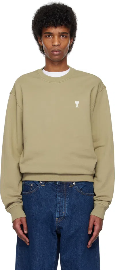 Ami Alexandre Mattiussi Ami De Coeur Logo-embroidered Organic Cotton-jersey Sweatshirt In Neutrals