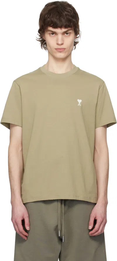 Ami Alexandre Mattiussi Khaki Cotton Ami De Coeur T-shirt In 375 Laurel