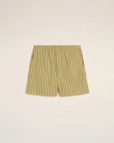 AMI ALEXANDRE MATTIUSSI KHAKI COTTON ELASTICATED SHORT GREEN