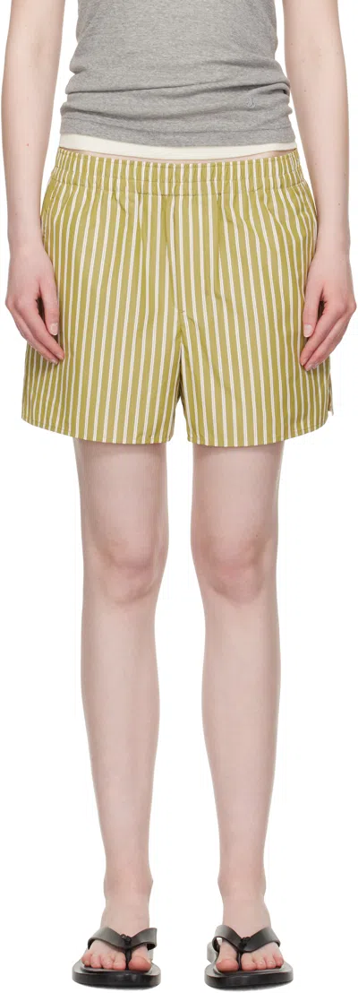 Ami Alexandre Mattiussi Khaki Cotton Elasticated Shorts