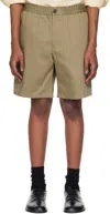 Ami Alexandre Mattiussi Khaki Cotton Elasticated Waist Shorts In 375 Laurel
