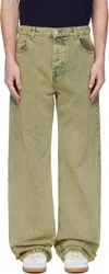 Ami Alexandre Mattiussi Khaki Cotton Large Fit Jeans In Gray