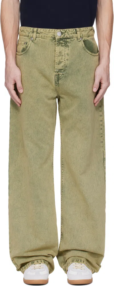 Ami Alexandre Mattiussi Khaki Cotton Large Fit Jeans In Gray