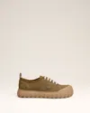 Ami Alexandre Mattiussi Khaki Cotton Low Top Tempo Canvas Sneakers Green In Khaki