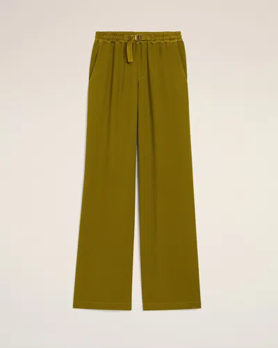 Ami Alexandre Mattiussi Khaki Flare Fit Elasticated Trousers Green In Lichen