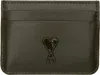 Ami Alexandre Mattiussi Khaki Leather Ami De Coeur Card Holder In 377 Black Olive