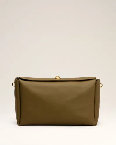 Ami Alexandre Mattiussi Khaki Leather Large Carrousel Bag Green